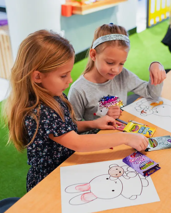 kids coloring with miffy