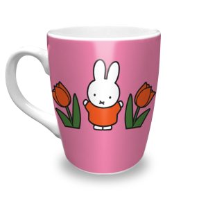 miffy with pink tulips celebrating mug