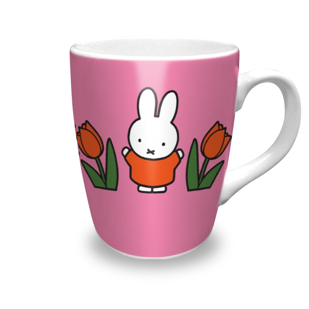 miffy with pink tulips relaxing mug