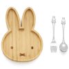 Bamboo miffy plate wood with cutlery