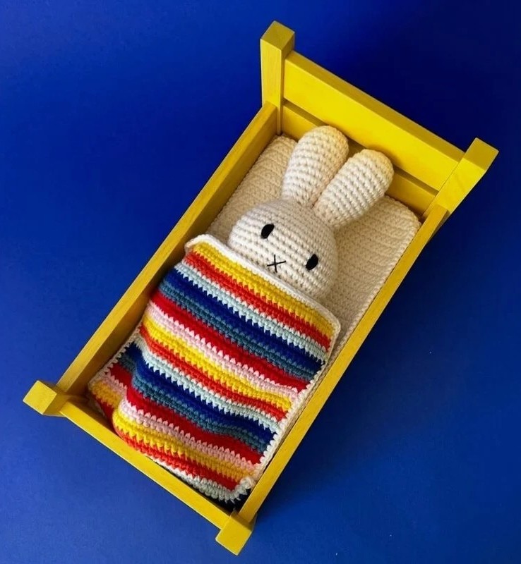 miffy yellow bed + handmade blanket & mattress | only at miffytown
