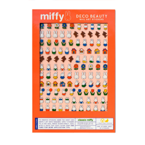 Miffy nail stickers on an orange sheet with multiple colors.