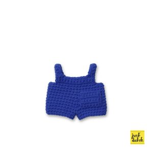 Knitted blue overall with long sleeves.
