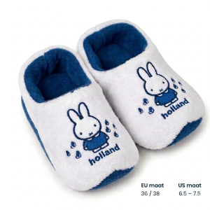 Blue and white soft clog shoe featuring Miffy in Holland, US size 6.5-7.5.