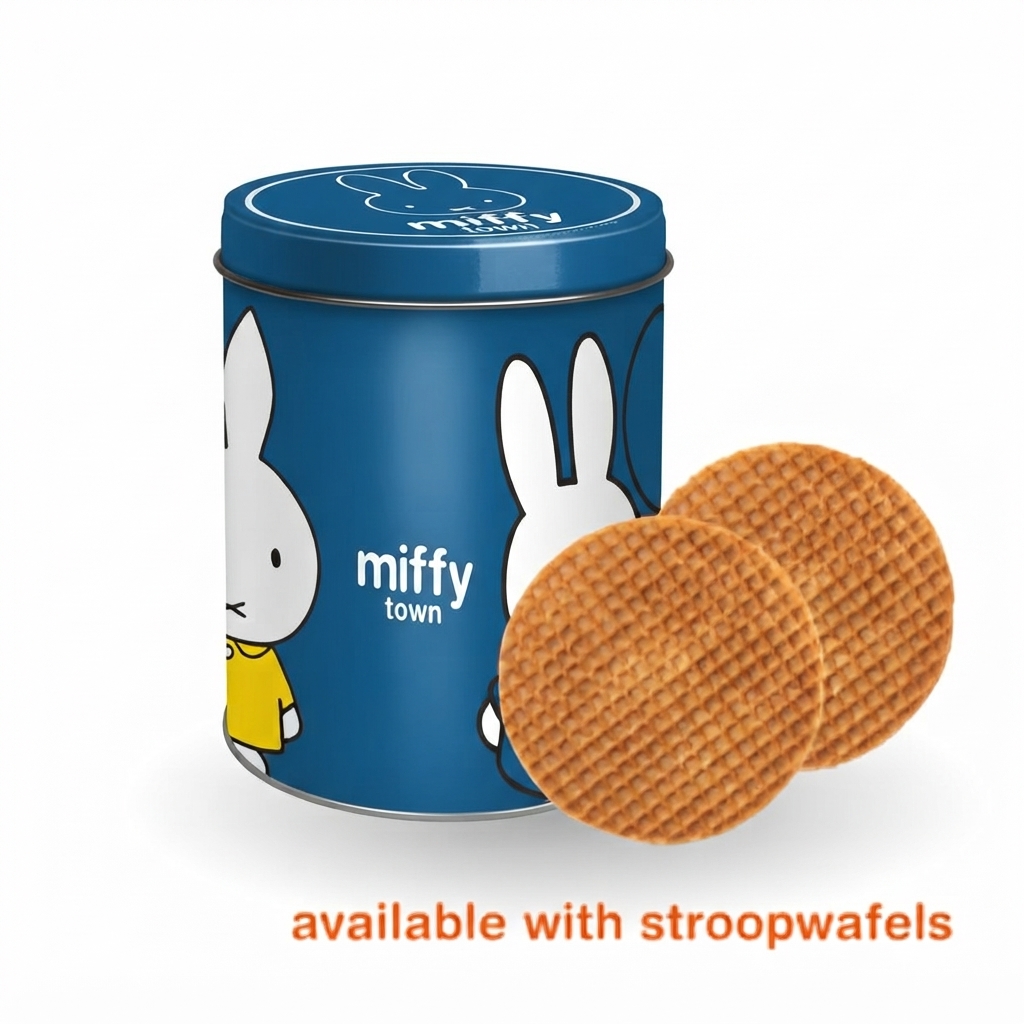 dutch stroopwafels in miffy tin can blue